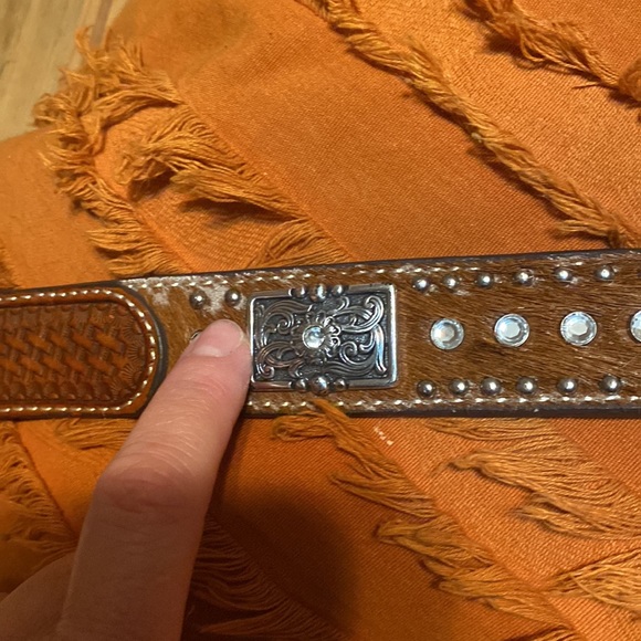 NOCONA BOYS' BRINDLE HAIR RHINESTONE BELT - Picture 8 of 11